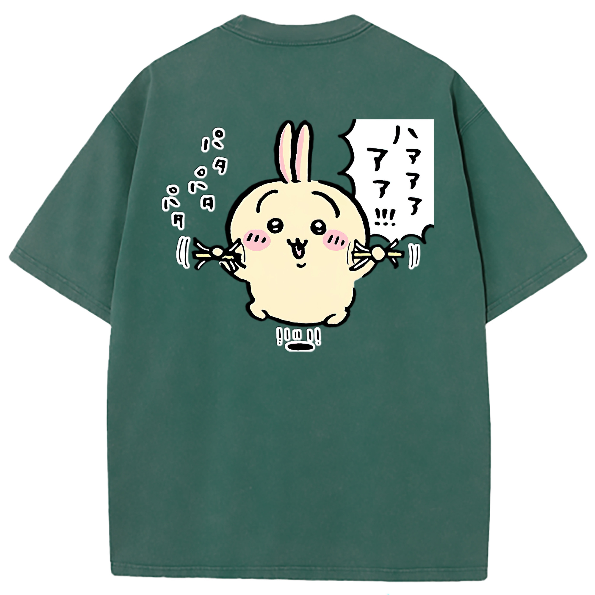 （画像用） ちいかわ うさぎ Chii-kawa usagi 綿100% ヴィンテージ風 半袖Tシャツ（背面プリント）